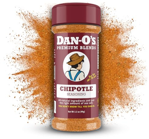 Dan-O's Condimento de chipotle, botella de 3.5 onzas, condimento multiusos para alitas de pollo, cerdo, pechuga, tacos y más, sin azúcar, cero calorías, utiliza esta mezcla de especias para elaborar
