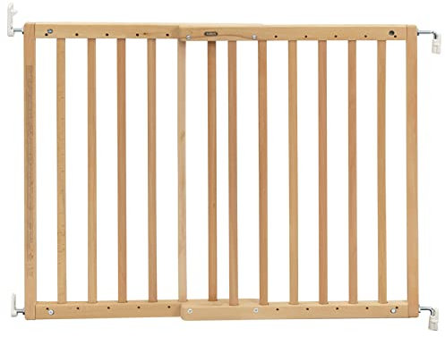 ABUS Treppenschutzgitter/Türschutzgitter für Kinder und Babys - JC9220 NIC - 63 bis 103,5 cm breit - aus unbehandeltem Buchenholz