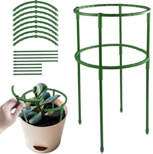 Plant Support Stakes, Upgrate Double-deck Spliceable Round Plant Support Ring, Garden Flower Support Plant Support Stake for Potted Plants, Tomato, Hydrangea, Indoor Plant Stake