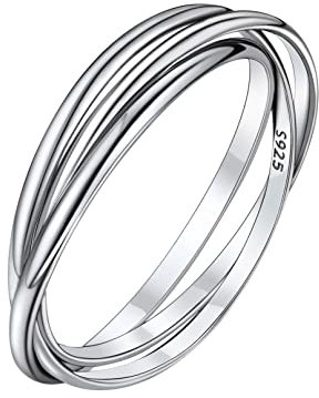 Bandmax Herren 3 Verflochten Bandring in 925 Sterling Silber Minimalist Trauring Verlobungsring Ehering für Hochzeit Verlobung Jahrestag Größe 62