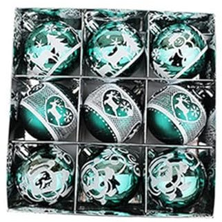 9 x bemalte Weihnachtskugeln, Weihnachtsbaumschmuck, Weihnachtsdekoration, hängende dekorative Kugeln, Olivgrün, China