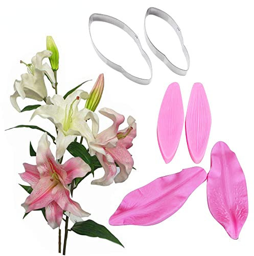 Welink Lot de 6 moules en silicone en forme de pétales de fleur de lys en acier inoxydable pour décoration de gâteaux