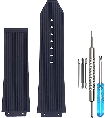 WRISTARMOR 25 mm Gummi-Ersatzband, kompatibel mit Hublot Big Bang Uhrenarmband, sportliches wasserdichtes Armband (schwarz)