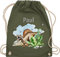 Turnbeutel Rucksack - Dinosaurier Geschenk Dino Geschenke Dinos I - Unisize - Olivgrün - personalisierter beutel kindergarten wäschebeutel kita tier name turnsack sportbeutel baumwolle kinder