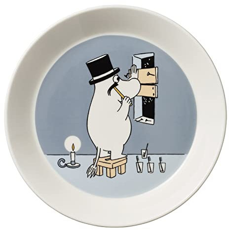 Arabia Moomin Teller Moominpappa aus hochwertigem Porzellan, in der Farbe Grau, Maße: 19,5x2,8cm, 1066913