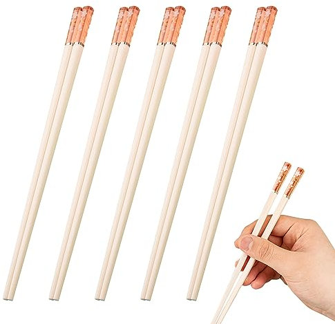 5 paia Uso Domestico Cena In Fibra di Vetro Bianco Rosa Sushi Fiori di Ciliegio Bacchette Cinesi Sakura Ambra Lavabile in Lavastoviglie Riutilizzabile