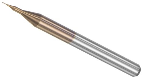 CoCud Fraise à Bout en Forme de Maïs, Diamètre de Coupe de 0,2 mm, Queue de 3,175 mm (1/8 Pouce), Revêtement en Titane, Carbure de Tungstène Solide pour Fraiseuse CNC