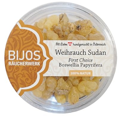 Bijos Räucherwerk Boswellia Papyrifera, Weihrauch Sudan, First Choice, im 50 ml PS-Glas, reines Harz