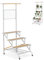 SPOTRAVEL 4-Tier Hanging Plant Stand, Iron Herb Ladder Gardener with Hanging Bar & Trellis, Tall Shelves Rack Planter for Patio Balcony Garden
