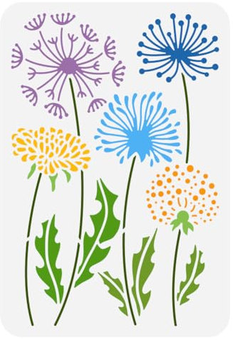 FINGERINSPIRE Löwenzahn Schablone Zum Malen 21x29.7 cm Große Löwenzahn Blumen Zeichenvorlage Kunststoff PET Löwenzahnblätter Malschablone Pflanzenthema Vorlage Zum Malen Auf Holz