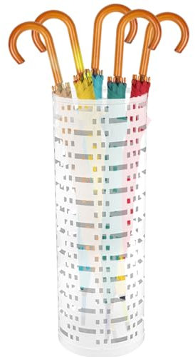 Fyeme Porte-parapluie design moderne porte-parapluie rond porte-parapluies en métal contient 6 parapluies 15 x 15 x 42 cm porte-parapluies de capacité pour extérieur intérieur (blanc)