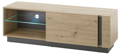 TV-Lowboard in Eiche Artisan und grau Graphit TV-Unterteil Fernsehtisch 138 x 46 cm Louna (Lowboard 1)