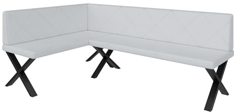 FURNISTAR Eckbank Akiko Metal X - Eckbankgruppe für Ihrem Esszimmer, Küche modern, Sitzecke, Essecke. Perfekt für Küche, Büro und Rezeption. Solide und Starke Verarbeitung. (128x196-Links-Soft17)