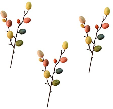 OKUMEYR 3stücke Teiliges Ostereier-zweige Für Dekoration Künstliche Blumenstecker Für Kreative Arrangements Für Ostern Partys Und Wohnraumgestaltung