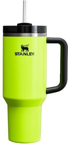 Stanley Quencher - Vaso H2.0 con pajilla, 40 onzas, tapa Flowstate de 3 posiciones, soporte para vasos compatible para viajes, vaso de acero inoxidable aislado, sin BPA, amarillo neón