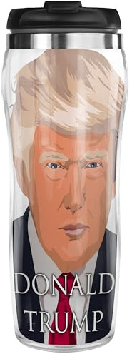 Pixly® Donald Trump Thermal Travel Mug Coffee Tea Flask, 400ml/14oz Capacity, America Souvenir Funny Joke Gift for Him/Her