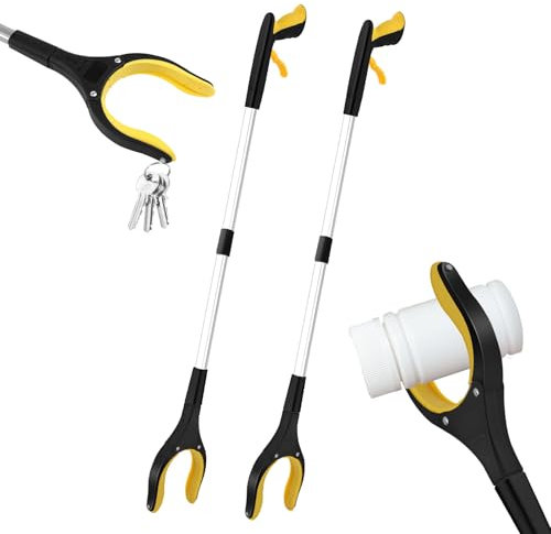 2 Pezzi Pinza Telescopica, Pinza Raccogli Rifiuti, Pinza Pieghevole 82CM, Pinza Raccogli Oggetti Rifiuti, per la Raccolta Domestica,Raccolta All'Aperto e Raccolta Rifiuti In Punti Panoramici (Giallo)