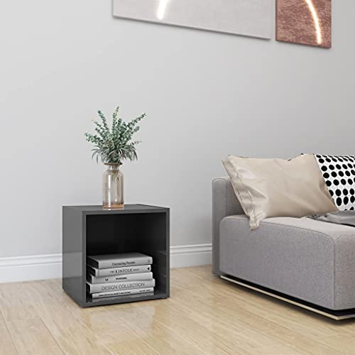 QJBSAVVA TV-Schrank, Tv Lowboard Tv Regal Tv Eckschrank Fernsehschrank Holz Geeignet für Kleine Räume Den Flur Wohnzimmer Schlafzimmer Hochglanz-Grau 37x35x37 cm Holzwerkstoff
