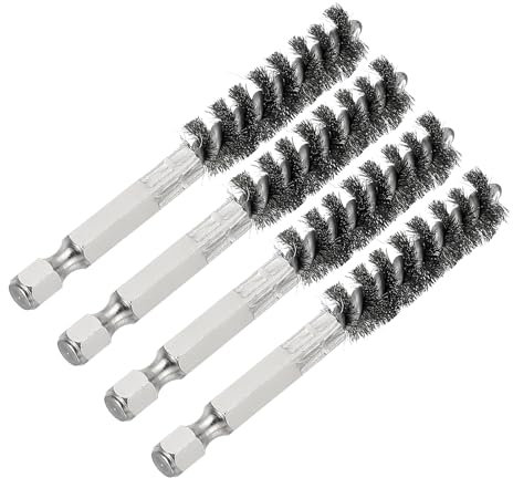 PATIKIL Golf Clubs Head Hosel Brush 0.43 Inch, 4 Pack Golf Shaft Ferrules Cleaning Tool Hex Shank Handle Electric Drill Wire Brush for Wood and Iron, Silver
