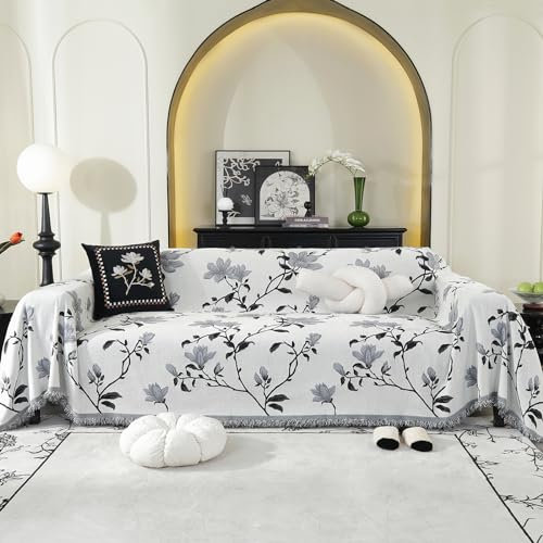 jianyana Couch üBerwurf, 180 * 340cm Grauer Kapok SofaüBerwurf mit Fransen Sofa Doppelseitig Kuscheldecke füR SofagroßE Tagesdecken füR Bett