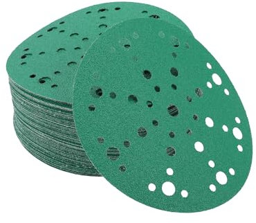 A ABSOPRO Dischi Abrasivi 6 Pollici 49 Fori Grana 60 Rondella con Adesivo in Ossido di Alluminio Verde 50pz