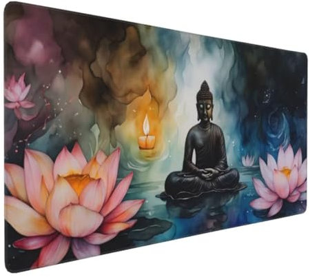 XXL Mouse Pad 1600x800mm Large Mouse Mat Lotus Gaming Mouse Pad Zen Desk Mat Gaming Mousepad, Soft Smooth Surface, Non-Slip Mouse Mat, Improved Precision and Speed, Keyboard Mat PC Accessories G4-239