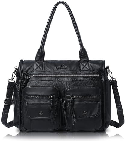 Angel Kiss Geldbörsen und Handtasche für Damen, weiches Leder, Hobo-Tasche, Umhängetasche, Umhängetasche, Umhängetasche, Schwarz, 13.7 inches (L) x 4.3 inches (W) x 11 inches (H)