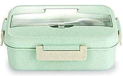EUTYRG Cajas bento divididas para Adelgazar, Fitness, pérdida de Peso, lonchera, Comida Ligera, Ensalada, Caja bento Simple, Caja para Cubiertos INT (Verde)