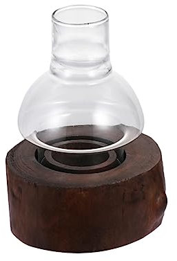 PRETYZOOM 1stück Vintage Holz Kerzenhalter Mit Glasabdeckung Tischdekoration Für Wohnzimmer Hochzeiten Und Aromatische Teelichter Robuste Und Elegante Landhaus-Stil Deko
