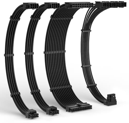 LTC 12VHPWR PSU Cable Extension Kit, 16AWG PCI-E 5.0 Power Supply PC Cable Extension, 1x 24 Pin ATX /2X 8Pin (4+4) EPS Cable / 3X (6+2P) to 12+4 Pin GPU, Soft Braided Sleeve Cable Combs, 300mm