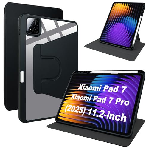 Lemxiee Funda para Xiaomi Pad 7 & Xiaomi Pad 7 Pro 11.2 2025 Case,Cover Protectora con Soporte Plegable & con Ranura para bolígrafo,Funda de Cuero PU + acrílico Transparente