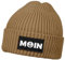 Neverless® Herren Beanie Wintermütze Patch Moin Nordisch Aufdruck Print Strickmütze Rippstrick Hellbraun Unisize