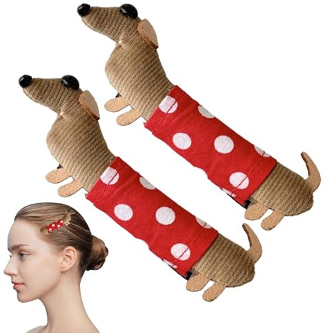 Pince à cheveux teckel, épingle à cheveux teckel | Ensemble de 2 clips à frange latérale | Jolie pince à frange latérale, adorable pince à griffes de chien élégante de 10 cm pour femmes adolescentes e