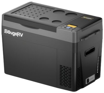 BougeRV Kompressor Kühlbox 29 L, tragbarer Auto-Kühlschrank (-22℃ bis 10℃), 12/24V DC und 110-240V AC, ideal für Auto, Camping und Reisen, Schwarz