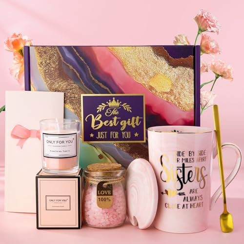 Sister Birthday Gifts From Sister Brother, Sister Pamper Hamper Relaxing Bath Set Basket Gift, Big Little Sister Gifts, Mothers Day Female Presents For Sister, Soul Sister, with Card, Nice Gift Boxed