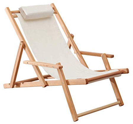 Balkon Büro Relaxsessel Traditionelle Garten Strand Liegestühle Klassische Sonnenliegen Liegestühle Holz Sonnenliegen Liegestühle Campingstühle, Rot Weiß Streifen Max. 150KG