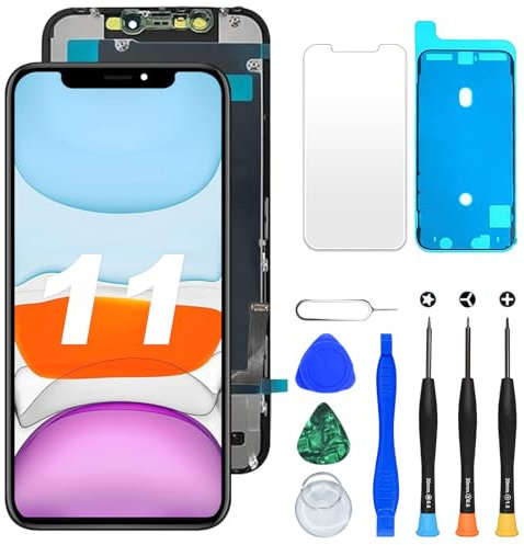 DlGl4U LCD für iPhone 11 Bildschirm Ersatz, 6,1 Zoll 3D Touch Touchscreen für iPhone 11 Display Digitizer Montage Schwarz Reparaturset für iPhone 11 LCD