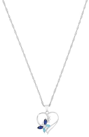 Amor Kette mit Anhänger 925 Sterling Silber Damen Halsschmuck, mit Zirkonia synth., 42 cm, Weiß, Herz, Kommt in Schmuck Geschenk Box, 2026579