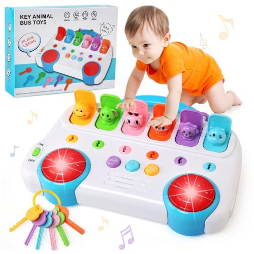JoyPlus Juguetes Niños 1 Año, Pop Up Animales Juguetes Bebes 6 12 18 Meses,Juguetes Montessori con Música y Clave, Juguetes Educativos Precoz para Niños 1 2 3 Años