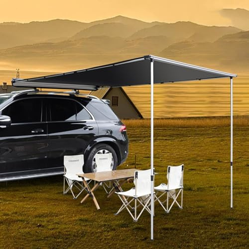 XMLYSMYS Vorzelt Auto Sonnensegel, Ausziehbarer Sonnenschutz, Wetterfestes 600D Oxford-Gewebe, UV50+, Inklusive Tragetasche, für Campervan, Picknick, Strand(180x250x200cm/5.9x8.2x6.6ft)