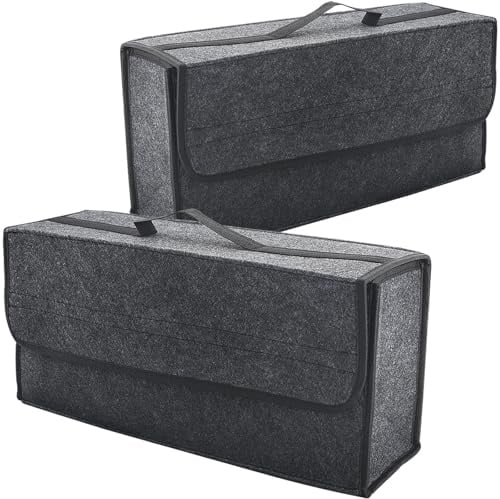 VAGCARS Auto Kofferraum Organizer, Faltbar Kofferraumtasche, Rutschfest Filz Auto Organizer Toolbag mit Klettbändern, Universell Autotasche, Kfz Zubehör Geeignet für alle Fahrzeuge (2 Stück)