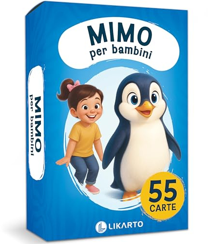 LIKARTO Mimo per bambini, 55 carte, gioco di indovinelli | 55 carte 8,9 x 5,9 cm, gioco di società, in casa e all'aperto, idea regalo