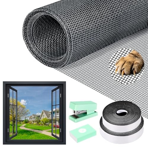 WEVOL Zanzariera Finestra, 120x250cm Zanzariere per Finestre Nessuna Perforazione, Rete Zanzariera in Fibra di Vetro con Nastro Adesivo, Zanzariere Fai Da Te per Finestra Soggiorno Tetto Porta Balcone