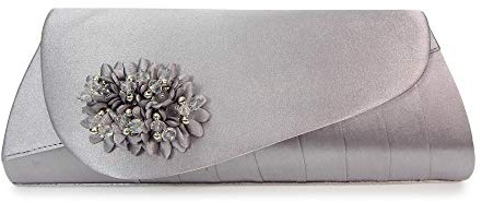 Lunar Womens Sabrina Satin Handbag Dark Grey