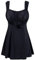 Wantdo Women's One-Piece Swim Dresses Plus Size Skirtini Floral Swimsuits Summer Swimming Costume with Skirt Vintage Black 16-18