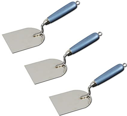 3er Set DEWEPRO Gipserspachtel 100 mm - Edelstahl-Stuckateurspachtel, 10cm Breite - Handlicher Holzgriff - Profi Qualität