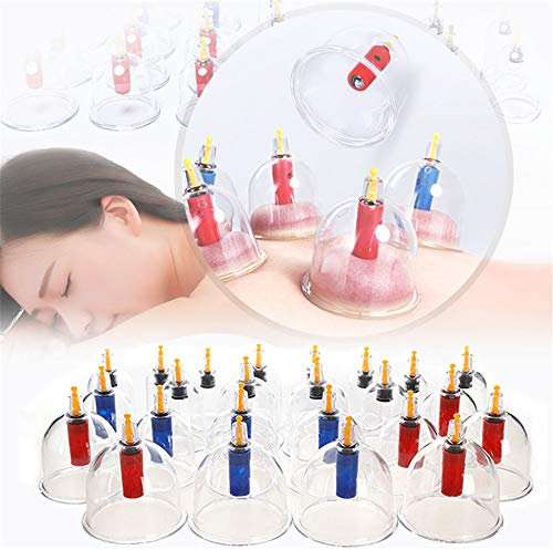 Schröpfen,24PCs,Profi Schröpfglas-Set aus hochwertigem Kunststoff mit Therapiemagneten - professionelles, medizinisches Schröpfset, Vakuum Cupping-Set