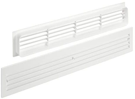 SOTECH Lüftungsgitter BRISE 457 x 92 x 17 mm hellweiß doppelseitig durchblicksicher Schlitzlochung Schlitzgitter Abluftgitter Türlüftungsgitter