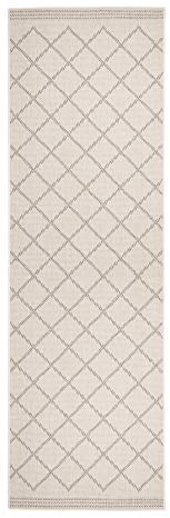NORTHRUGS In- und Outdoor Teppich Corsica 80x350cm - Wendeteppich Wetterfest Modern Geometrisches Muster Läufer für Balkon Terrasse Garten Wintergarten Wohnzimmerteppich Wasserfest in Grau Creme