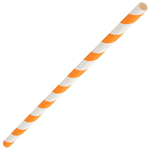 Utopia Orange & White Paper Straws 8inch, Case of 6000